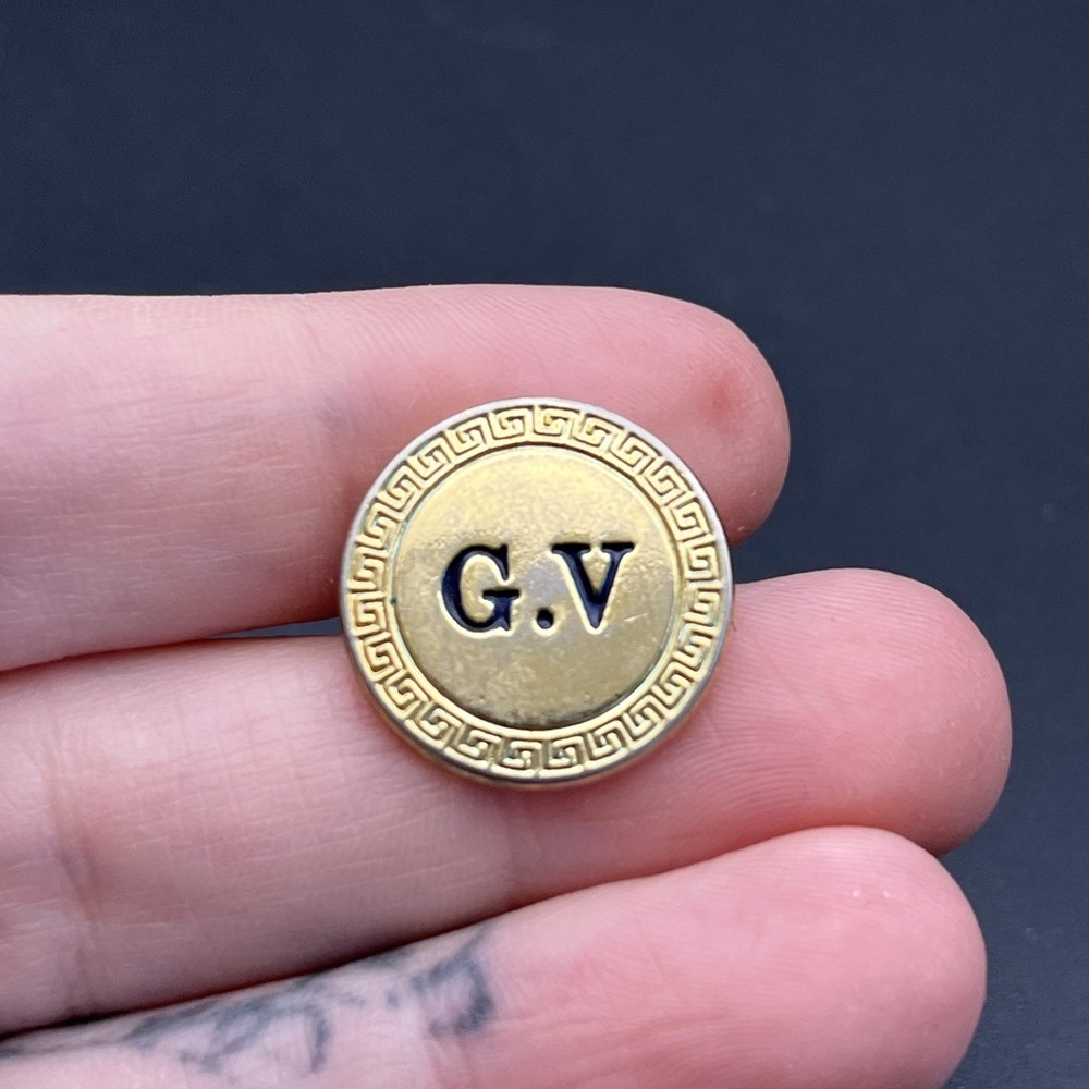 Vintage Gianni Versace G.V 90's Lapel pin Designer Italy Employee Service brooch